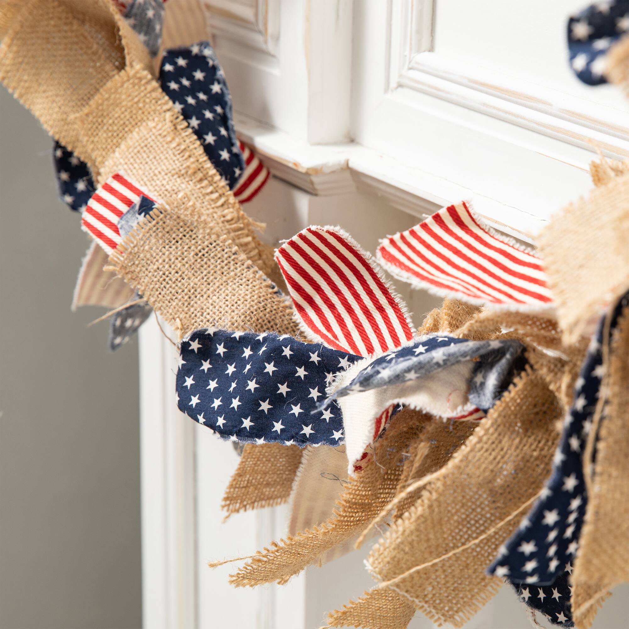 Glitzhome® 6ft. Patriotic Fabric Garland